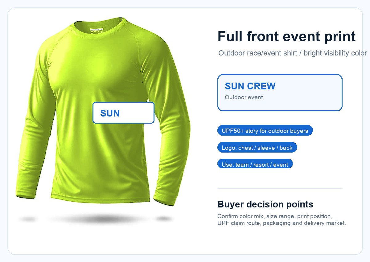 Custom UPF50+ outdoor event shirt case