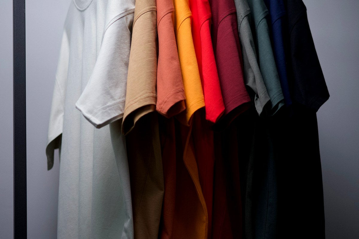 Heavyweight cotton fabric selection for private label T-shirts